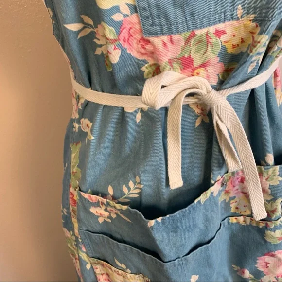 Ralph Lauren VTG 90s Blue Label Floral Denim 90s Apron Wrap Dress - Picture 9 of 13